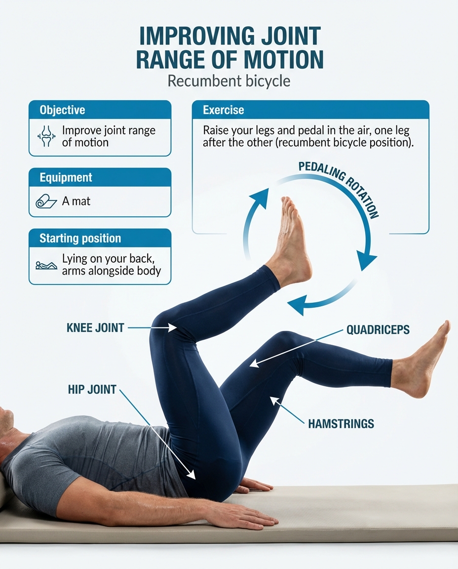 Lying bicycle exercise for range of motion