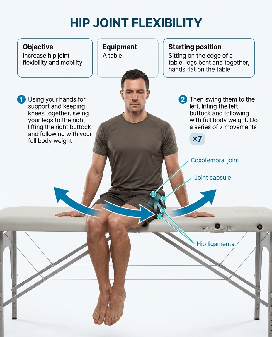 Hip joint flexibility with leg circles