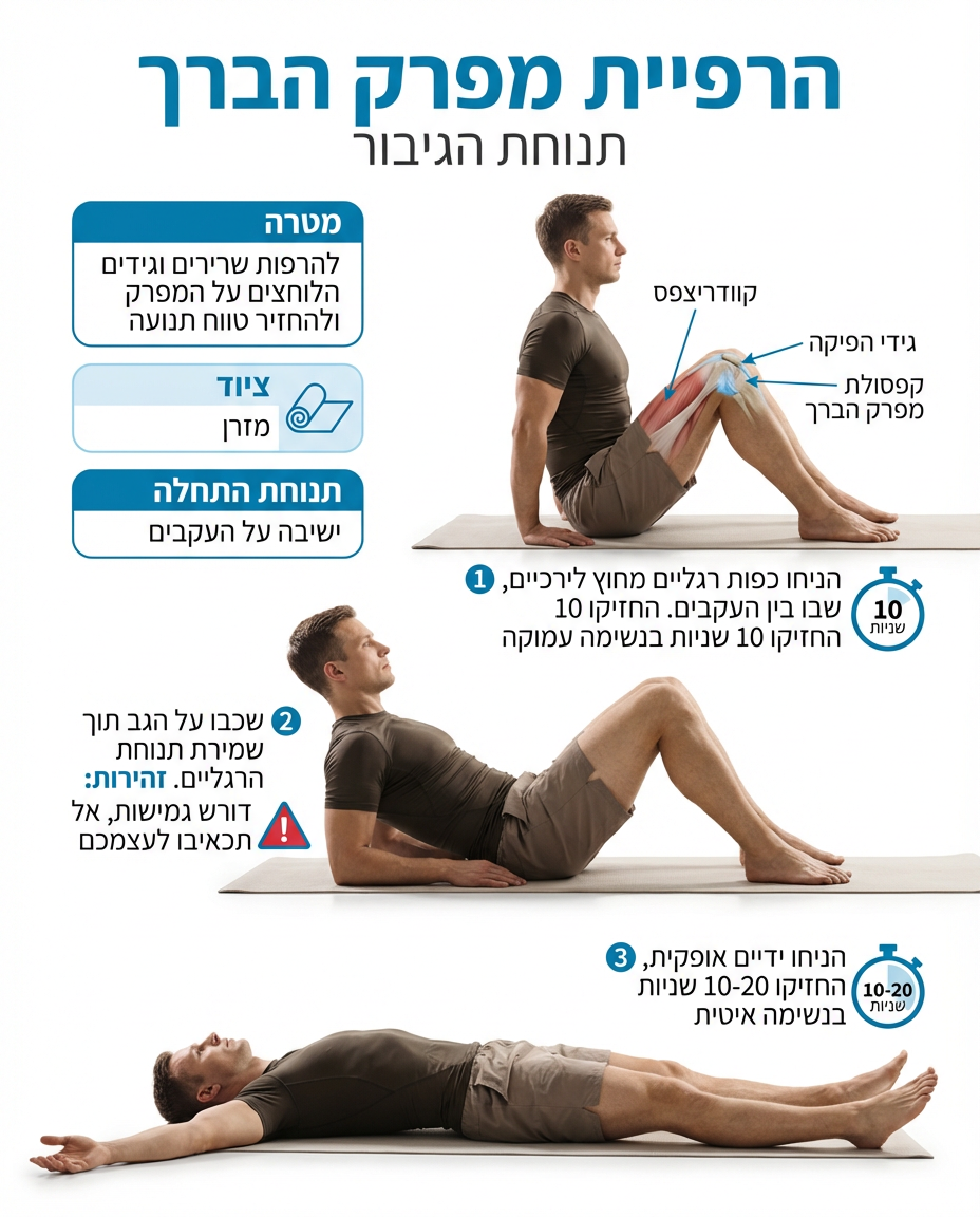 תנוחת הגיבור להרפיית מפרק הברך