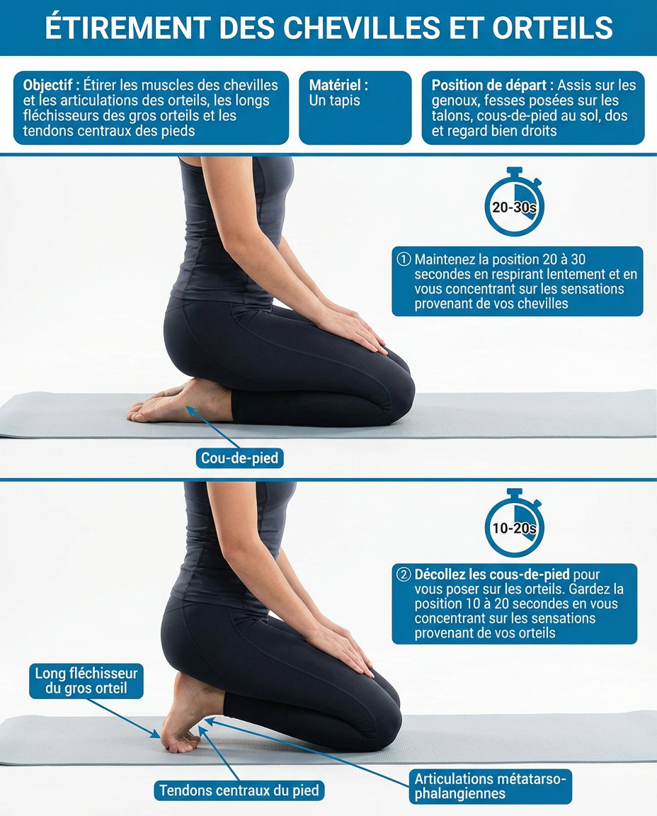 Ankle and toe stretch illustration