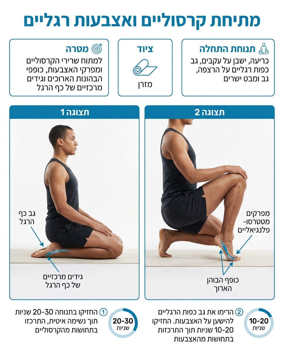 מתיחת קרסוליים ובהונות בישיבה על העקבים