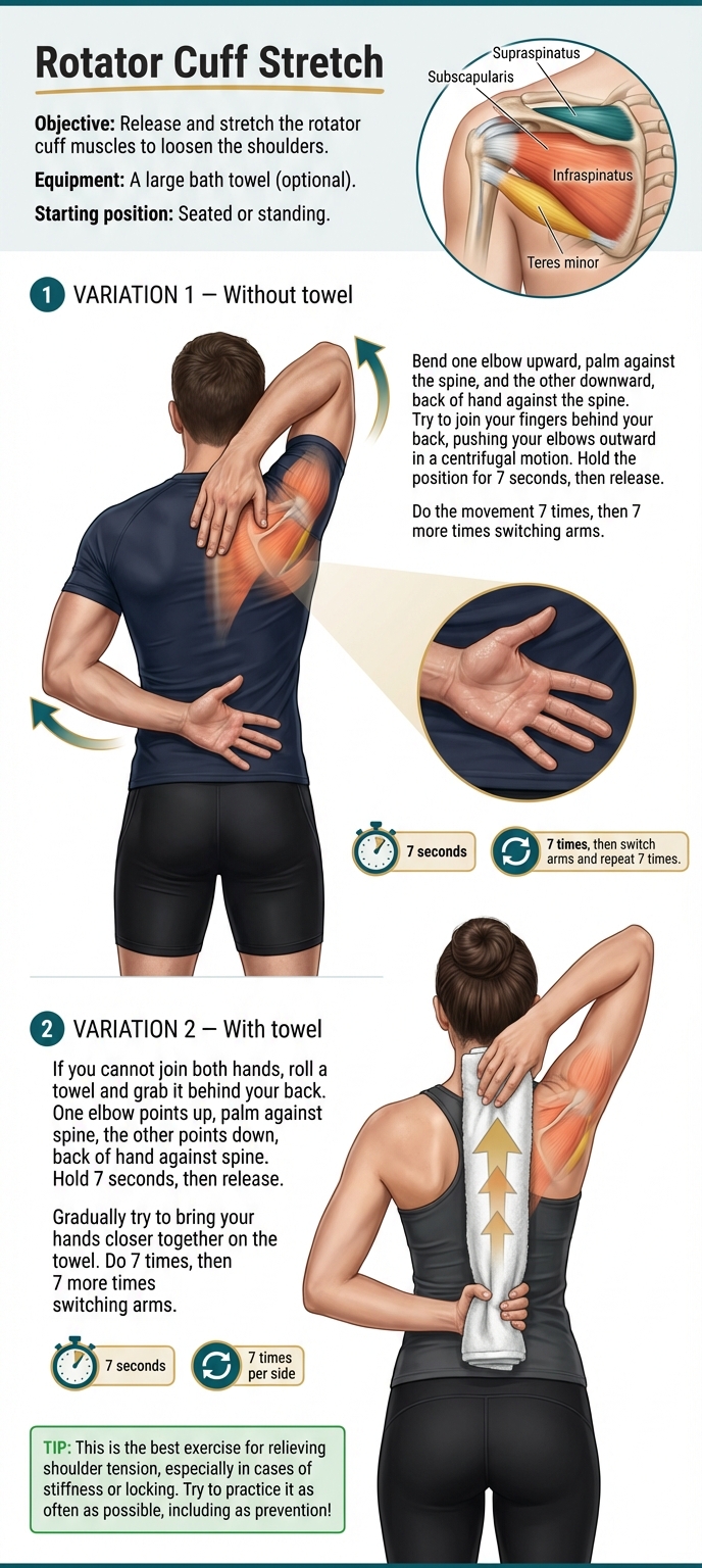 Rotator cuff stretch with and without towel