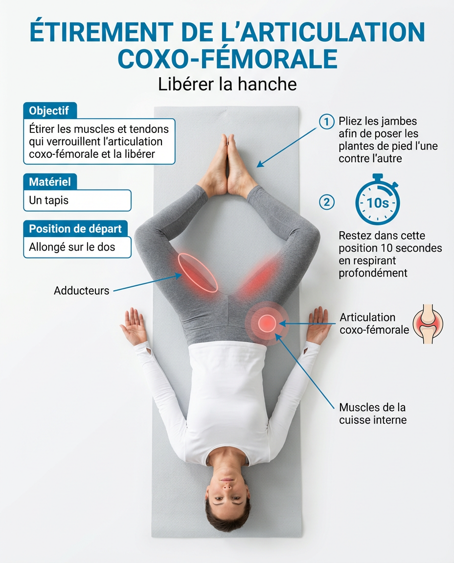 Illustration de l'étirement coxo-fémoral