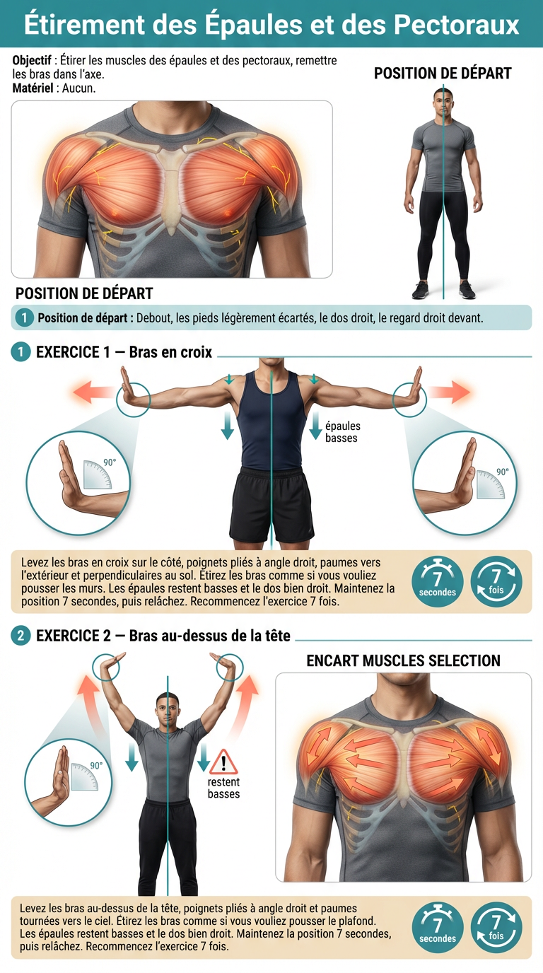 Shoulder and pectoral stretch illustration