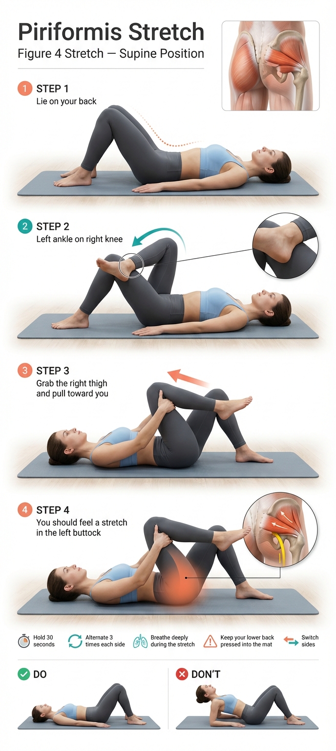 Piriformis stretch in figure 4 position