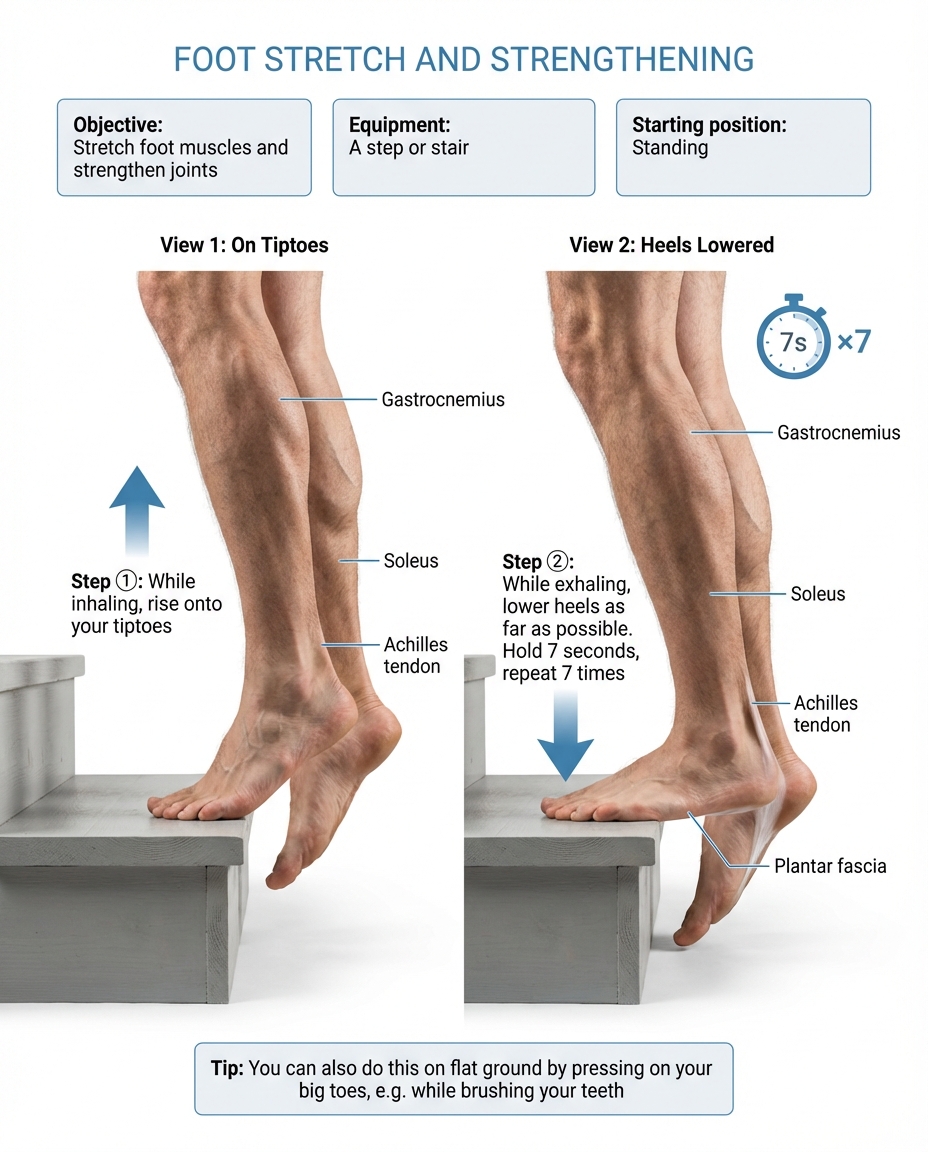 Foot stretching and strengthening while standing