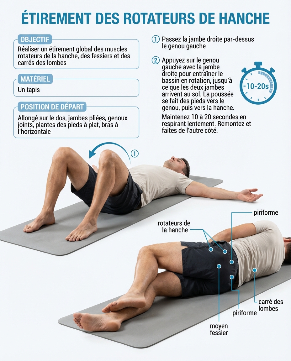 Hip rotator stretch illustration