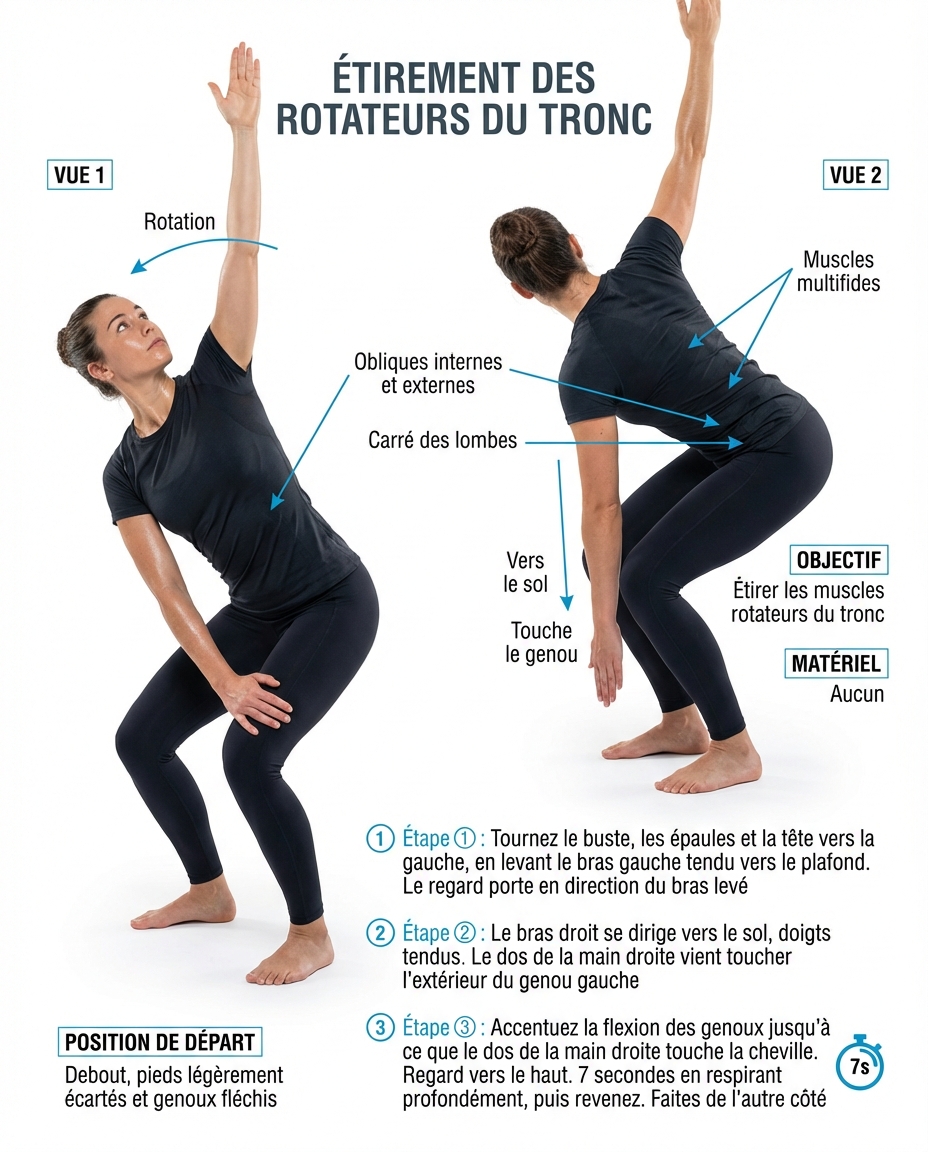 Trunk rotator stretch illustration