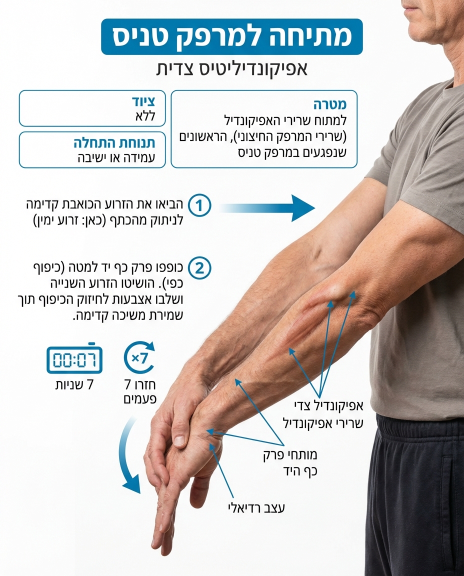 מתיחה למרפק טניס עם זרוע מושטת