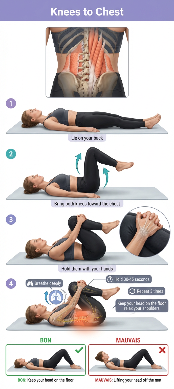 Knees to chest stretch