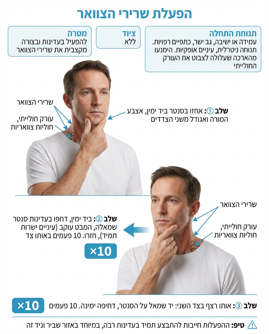 איור גיוס שרירי צוואר עם הנחיית סנטר