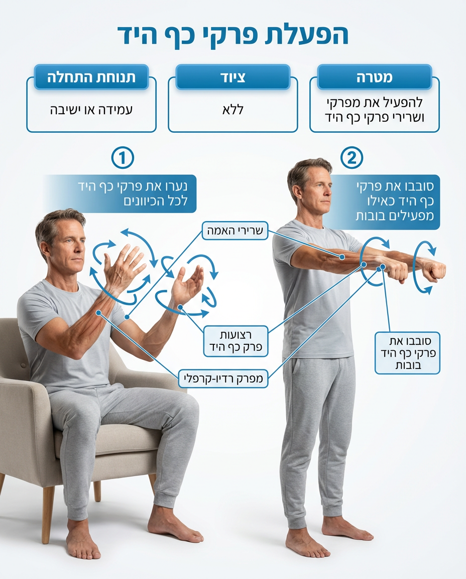 גיוס פרקי יד באמצעות ניעור וסיבובים