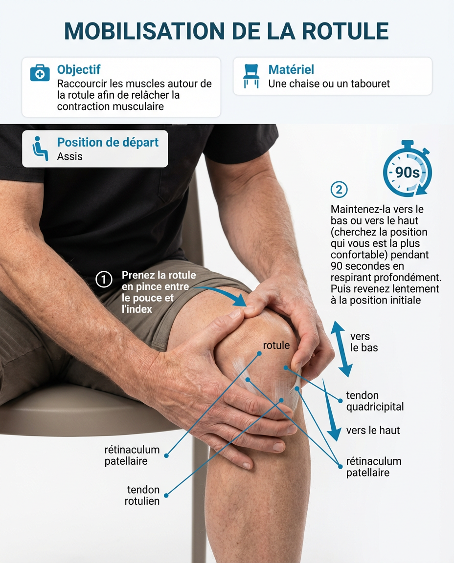 Kneecap mobilization illustration
