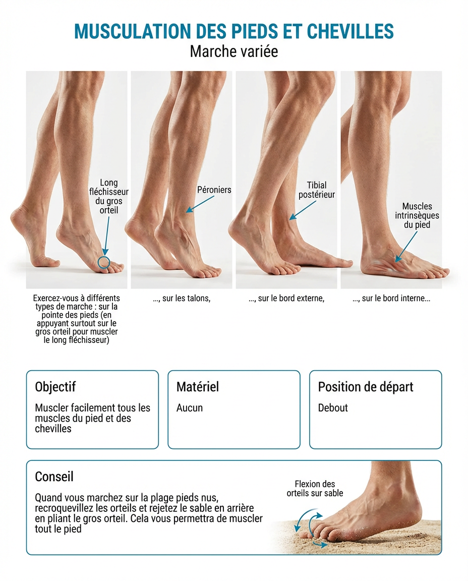 Foot and ankle strengthening through varied walking illustration