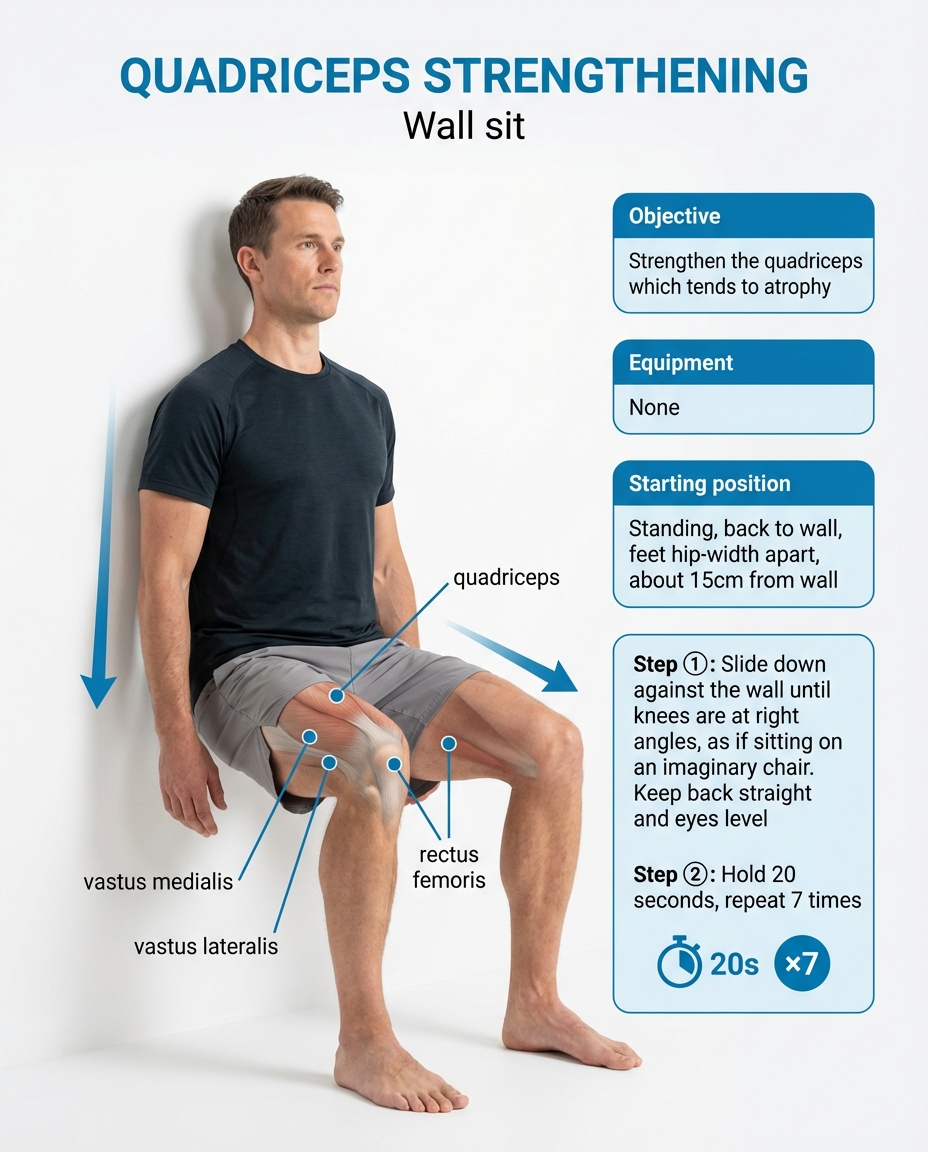 Quadriceps strengthening wall sit
