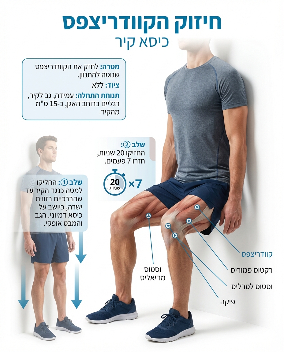 חיזוק קוודריצפס כיסא קיר