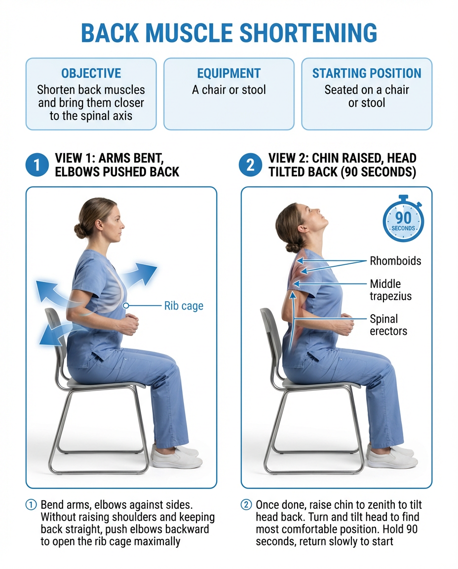 Dorsal muscle shortening seated exercise