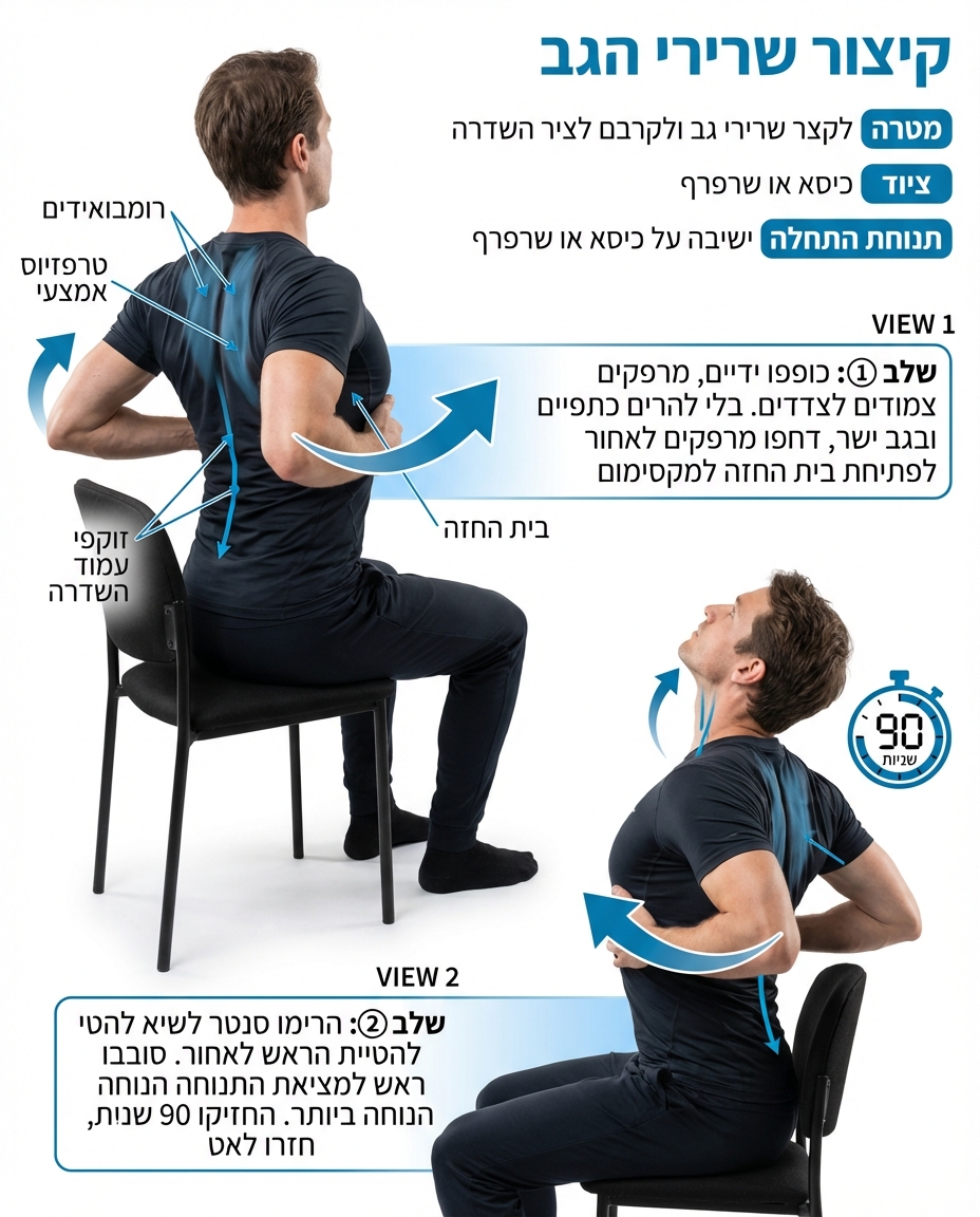 תרגיל קיצור שרירי הגב בישיבה