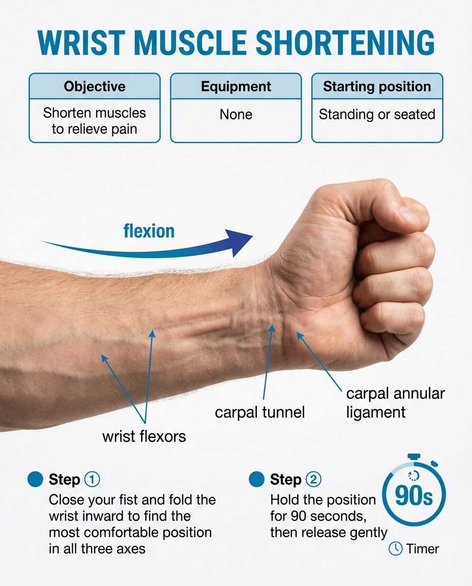 Wrist muscle shortening in closed position