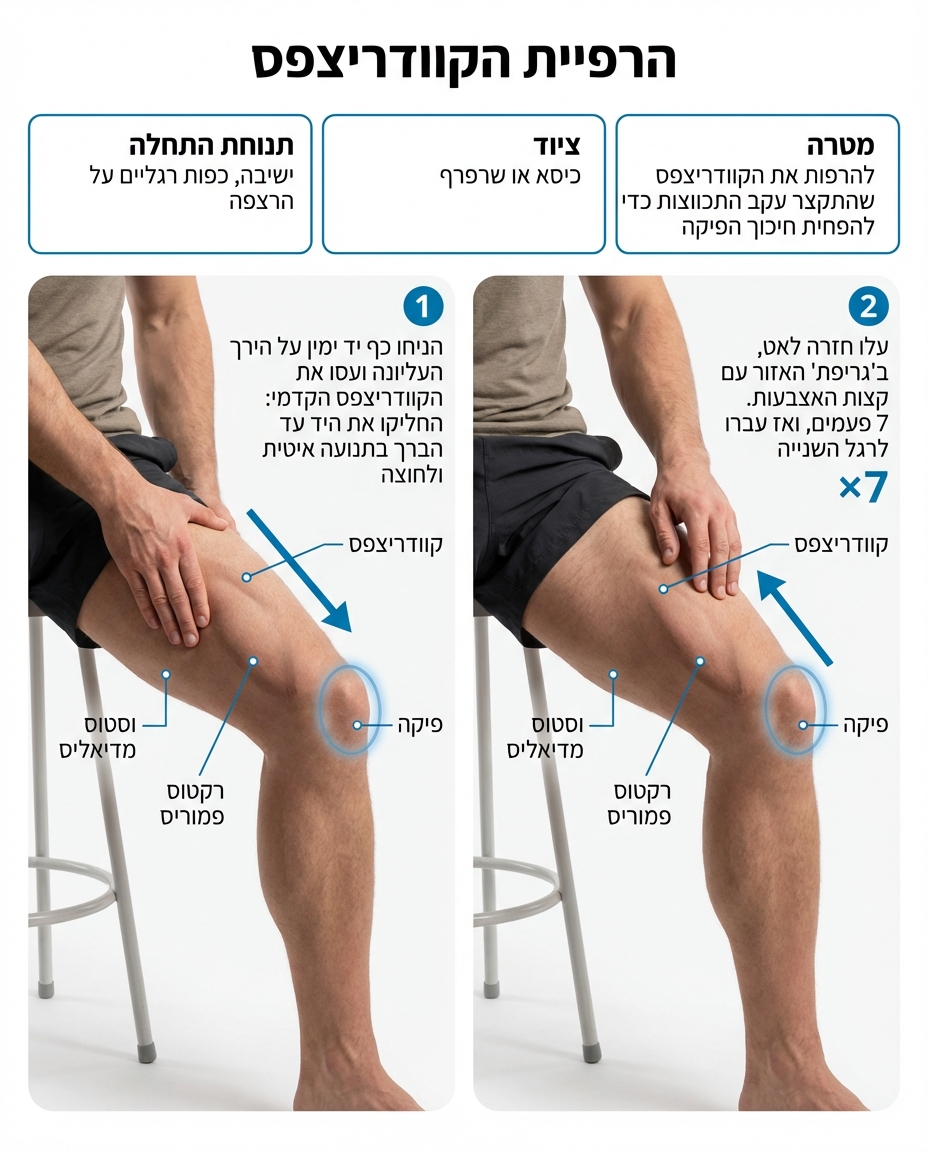 עיסוי עצמי של קוודריצפס בישיבה על כיסא