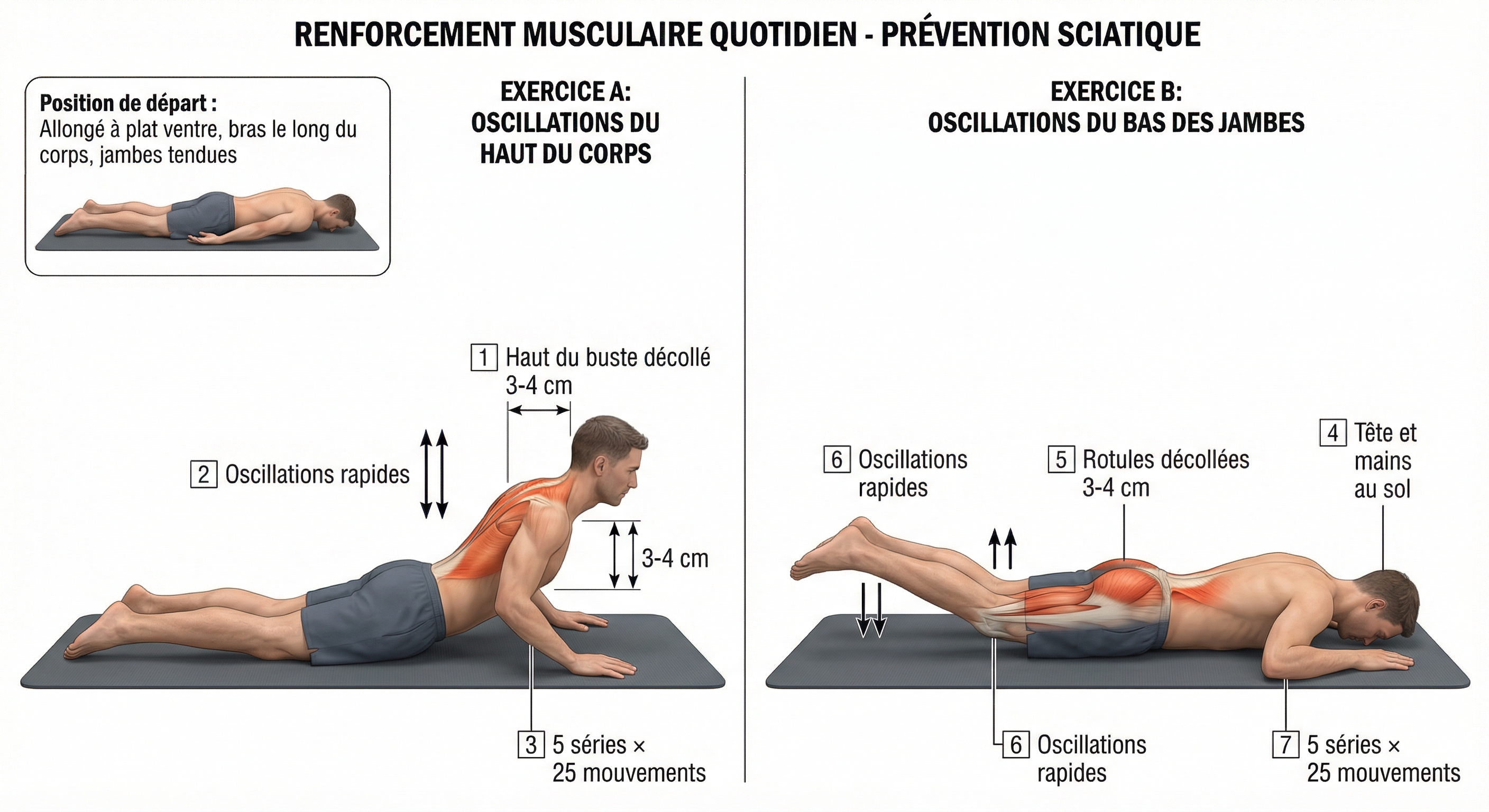 Sciatica prevention strengthening illustration