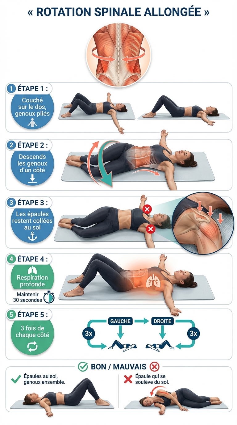 Supine spinal twist illustration