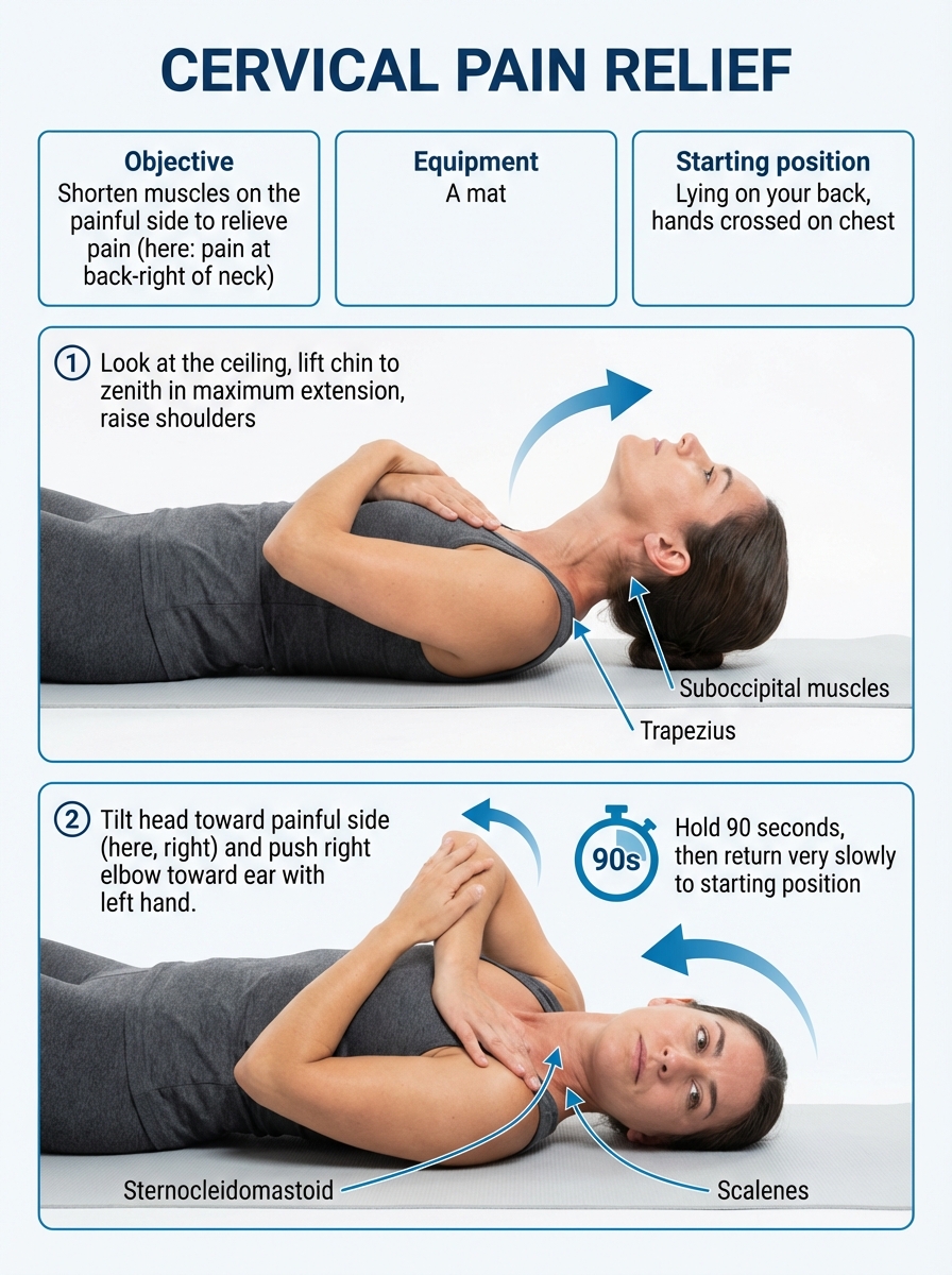 Illustration of cervical relief in lying position