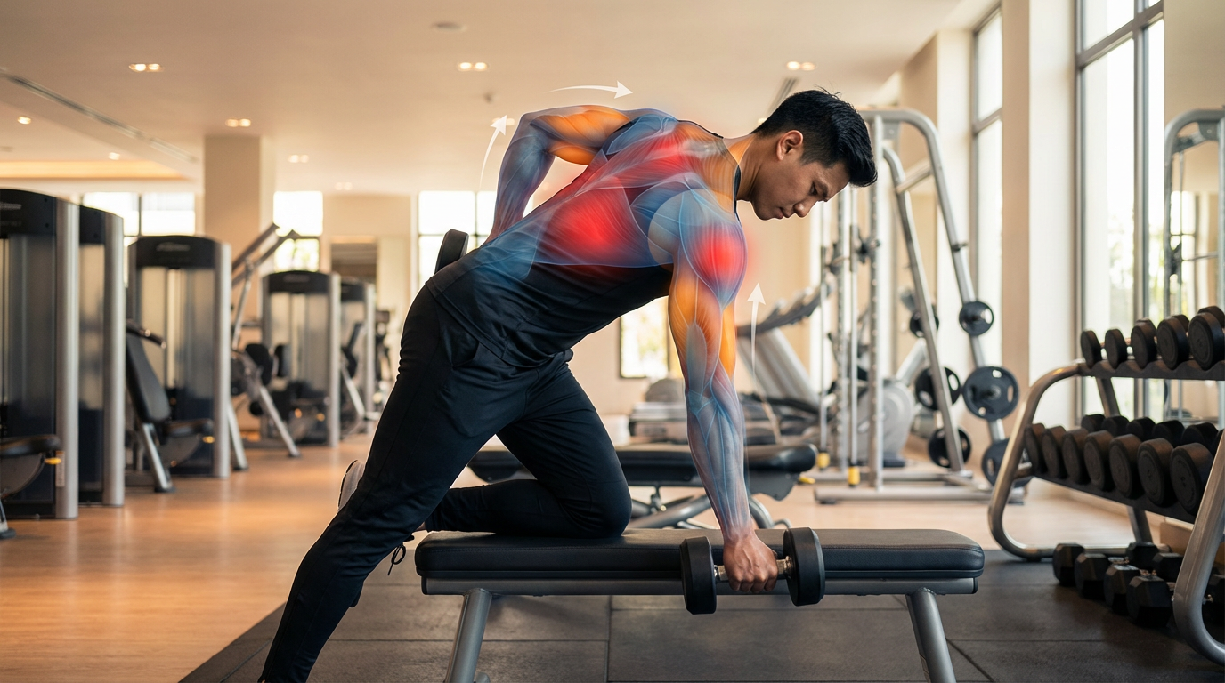 Rowing Haltère Unilatéral (One-arm Dumbbell Row)