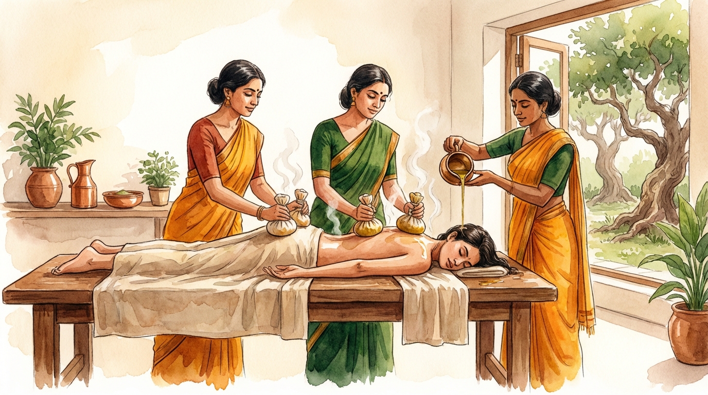 Pizhichil (bain d'huile royal)