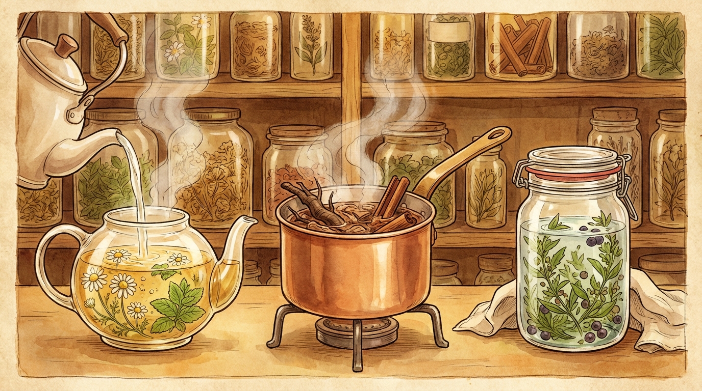 תה צמחים, חליטות ומרתחים: אמנות ההכנה הצמחית