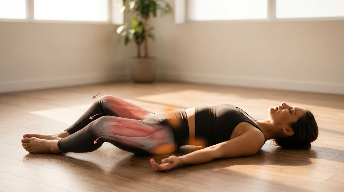 Supta Baddha Konasana — Papillon Allongé